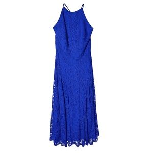 Cobalt Lace Maxi Dress | Fit & Flare Halter · G/O
